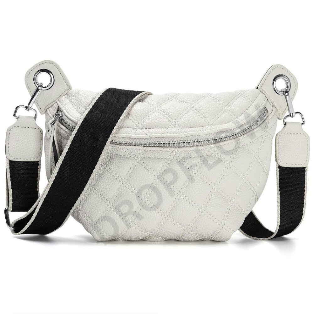 Quilted Vegan Leather Fanny Pack Crossbody Bag Adjustable Strap Travel Chic